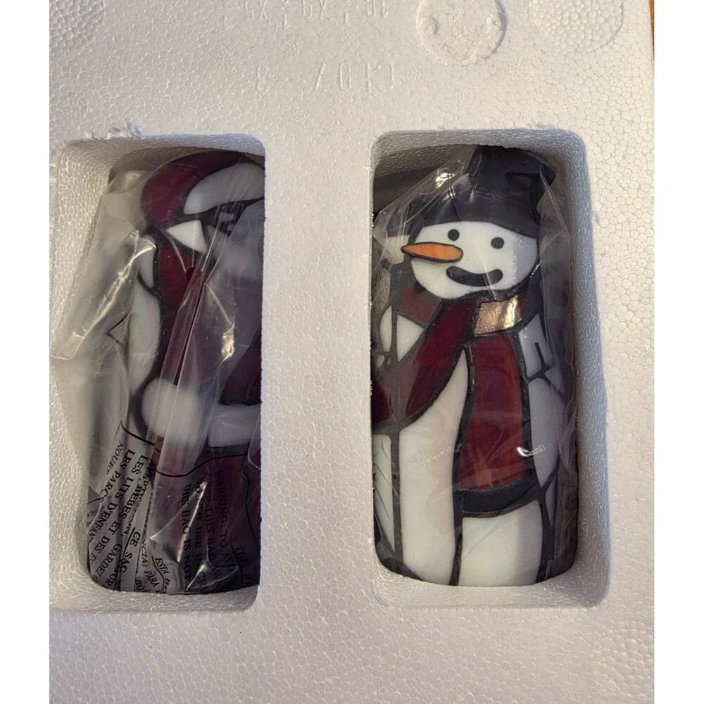 Westinghouse Tiffany Santa Snowman Accent Lamp Set 2000 New Old Stock